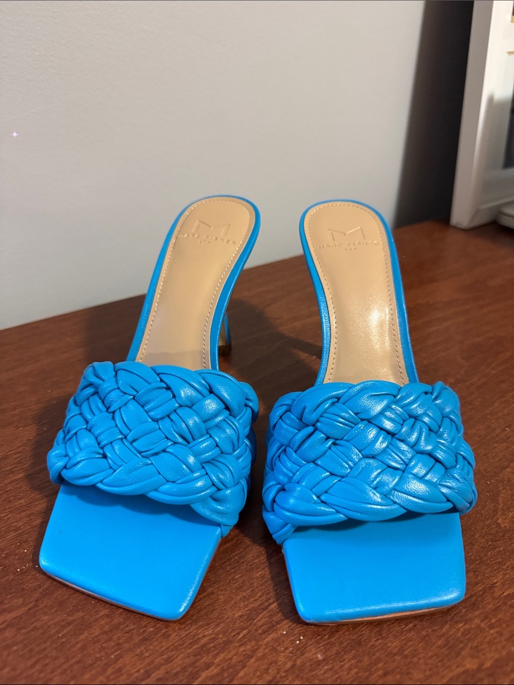 Marc Fisher Blue Braided Slide Heel Women’s Sandals